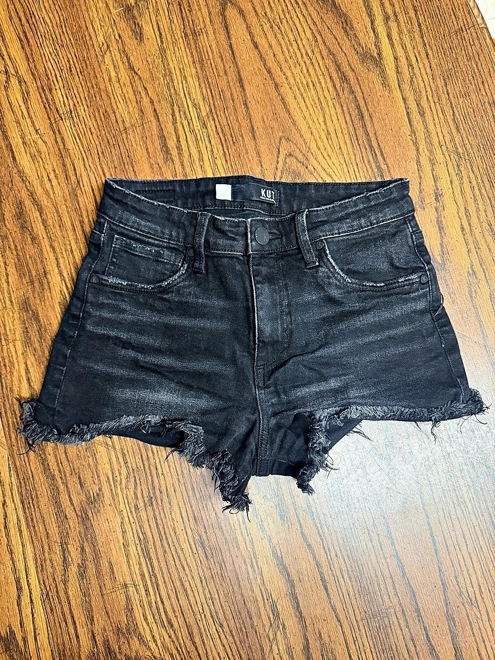KUT from the Kloth Jane High Rise Short High Rise Denim Shorts in Black Size 0